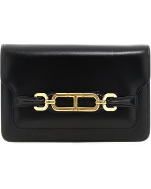 Tom Ford Leather With-Tone Hardware Crossbody Bag - Black