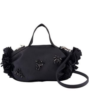 Simone Rocha Simone Rocha Beaded Rosette Embellished Shoulder Bag - Black
