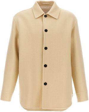 Jil Sander Tailored Wool Coat With Button Closure - Natural