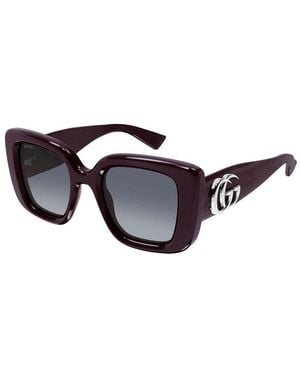Gucci Sunglasses Square Full Rim, Shiny Solid Burgundy Frame And Lens Gg1975S005 - Black
