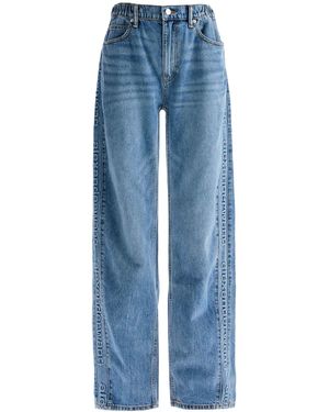 Alexander Wang Wide Leg Jeans With Branded Stripes - Blue