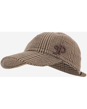 Patou Tweed Baseball Cap With Bow Polyacrylic Hat - Brown