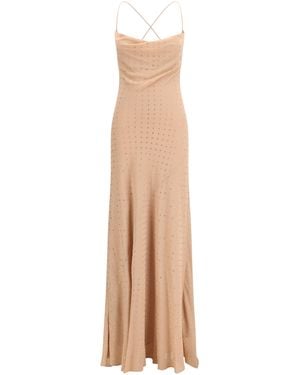 Pinko Long Strass Slipdress Polyester Dress - White
