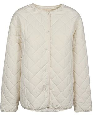 Sandbeige Quilted Nylon Jacket - White
