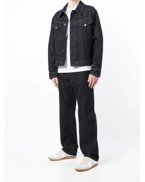Ferragamo Contrast-Stitch Denim Jacket - Blue