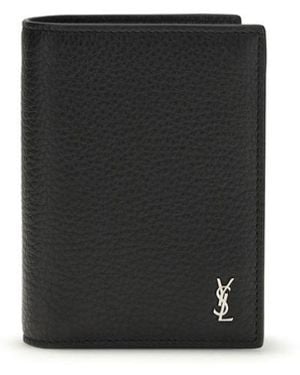 Saint Laurent Calf Leather Bos Taurus Wallet - Black