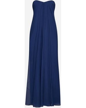 Alexander McQueen Silk Chiffon Bustier Gown - Blue