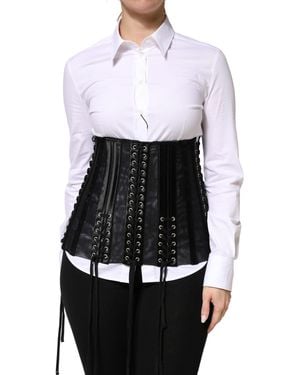 Dolce & Gabbana Lace-Up Waist Cincher Bustier Corset Top Acetate - White