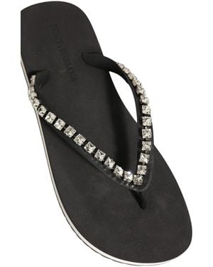 Dolce & Gabbana Embellished Rubber Flip Flops Shoes Accessory - Black