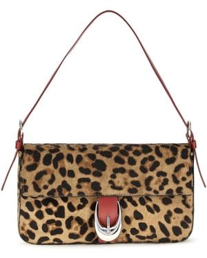 STAUD Leopard Harlow Shoulder Bag Calf Leather Bos Taurus - Metallic