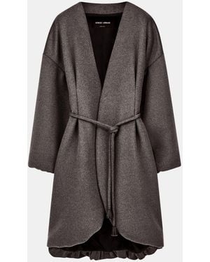 Giorgio Armani Coat Oversized Wool Virgin - Gray