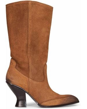 DIESEL Suede D-Luffy-75-Tube Boots - Brown