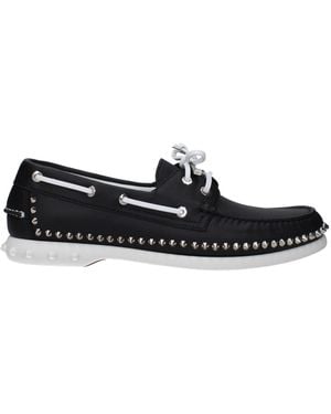 Christian Louboutin Leather Slip-On Loafers - Black