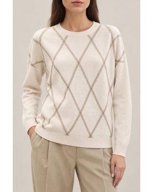 Brunello Cucinelli Marble Wool Silk Cashmere Diamond Jumper Clothing - Natural