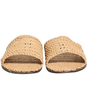 Dolce & Gabbana Straw Raffia Slides Sandals Flats Shoes - Natural