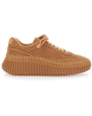 Chloé Sneakers Nama Suede Platform Polyester Sneakers - Brown