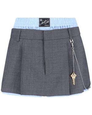 Alexander Wang Logo Wool Blend Mini Skirt - Blue