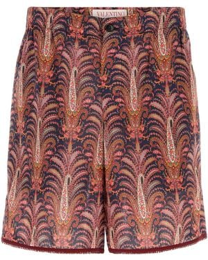 Valentino Garavani Printed Cotton Bermuda Shorts - Red
