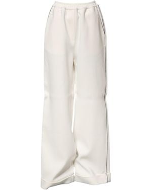 Dolce & Gabbana Wide Leg Contrast Piping Pants - White