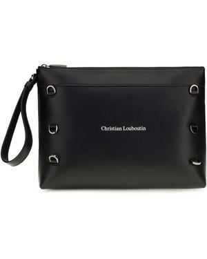Christian Louboutin Leather Clutch Kosmica Calf Umbrellas - Black