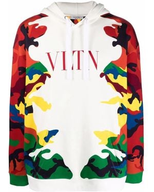 Valentino Camou7 Print Hoodie Clothing - White