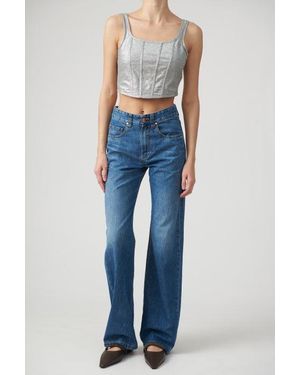 Brunello Cucinelli Linen Blend Cropped Top - Blue