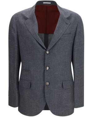 Brunello Cucinelli Deconstructed Jacket Flame-Textured Wool, Silk, And Linen - Black