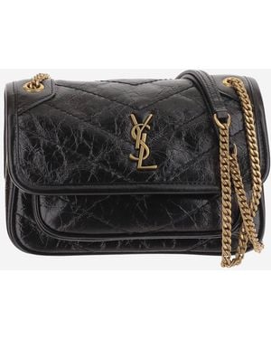 Saint Laurent Mini Leather Bag Niki Shoulder - Black