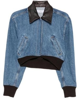 IRO Cropped Contrast-Collar Jacket - Blue