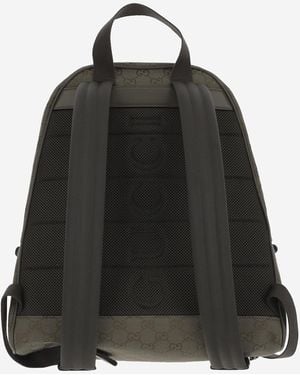 Gucci Gg Fabric Backpack Cotton Backpacks - Black