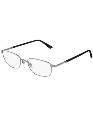 Gucci Eyeglasses Rectangle Full Rim, Ruthenium Frame And Clear Demo Lenses Lens Gg0612Oj001 - Metallic