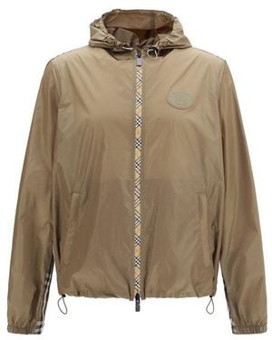 Burberry Brown Nylon Shell Jacket - Natural