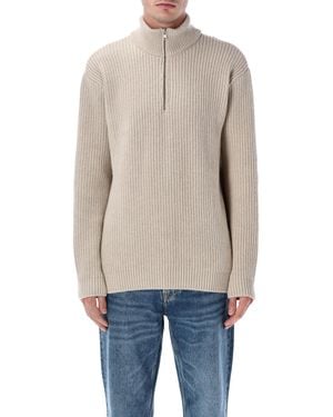 COLORFUL STANDARD Recycled Merino Wool Quarter Zip Sweater - Blue