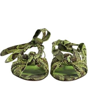 Dolce & Gabbana Animal Print Ankle Wrap Sandals Shoes - Green