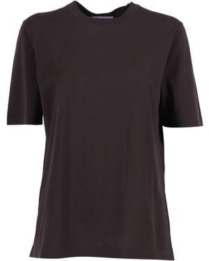 Kangra Cashmere Short-Sleeved Fully-Fashioned Crew Neck Sweater Cotton Crewneck - Black