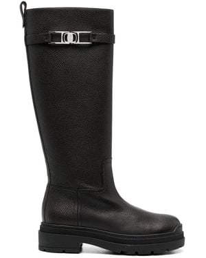 Ferragamo Vara Chain Knee-High Boots - Black