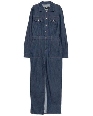 7 For All Mankind Utility Front-Slit Maxi Denim Dress - Blue