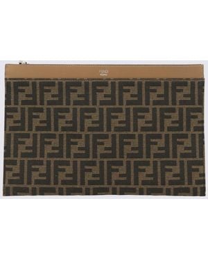Fendi And Tobacco Monogram Pouch - Metallic