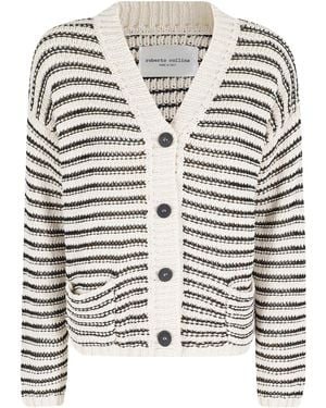 Roberto Collina Cardigan Punto Scaricato Cotone Maglia - Gray