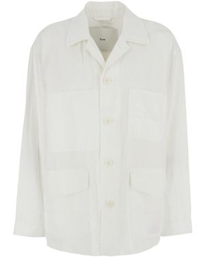 DUNST Jacket With Wide Collar And Three Patch Pockets On The Front Cotton Blend For Nylon Blazers - White