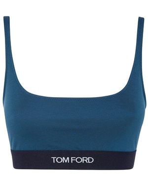 Tom Ford Sleeveless Top Body: Modal Tops - Blue