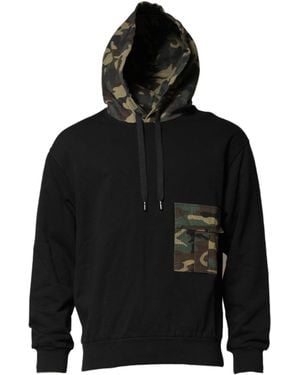 Dolce & Gabbana Camouflage Hooded Sweatshirt Jumper Cotton Clothing - Black