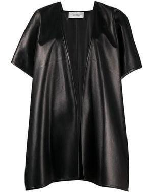 Valentino Draped Short-Sleeve Cape - Black