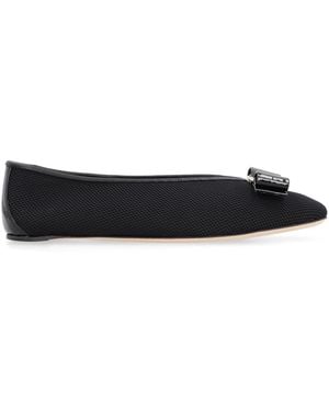 Ferragamo Ballet Flats Vara Lamb Ballerina Shoes - Black