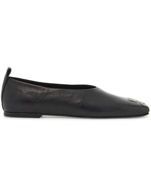 Courreges Heritage Moccasin Embroidered Logo Loafer - Black