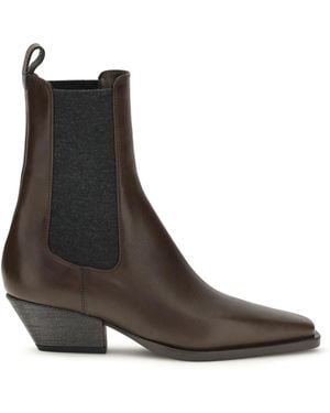Brunello Cucinelli Leather Ankle Boots - Black