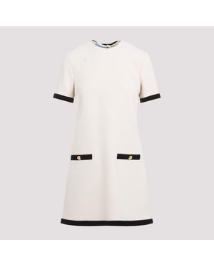 Prada Sable Cotton Mini Dress in Natural | Lyst