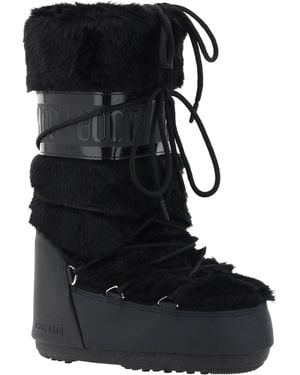 Moon Boot Icon Faux Fur Boots - Black