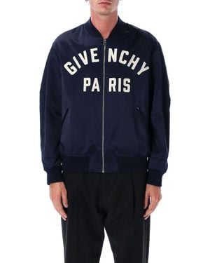 Givenchy Cotton Satin Zipped Blouson Jacket - Blue