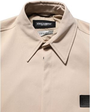 Dolce & Gabbana Logo Overshirt Cotton Casual Shirt Elastane Polyester - Natural